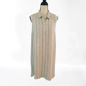 J. Jill Women's Medium Geometric Design Shirtwaist Dress Tan